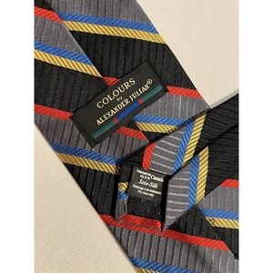 Colours Alexander Julian Vintage Multi Stripe Woven Jacquard Repp 100% Silk Tie